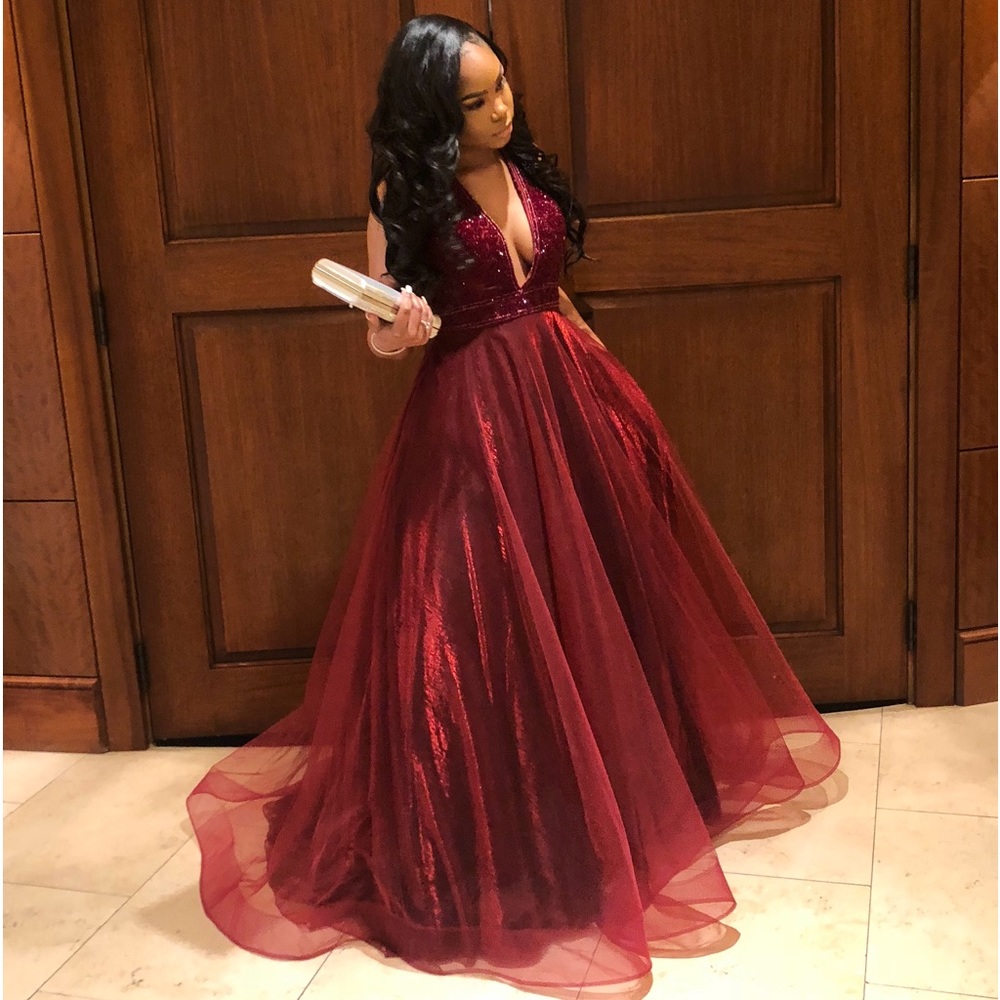 RSVP Beaded Prom & Pageant Dress Burgundy/Crimson Size:2